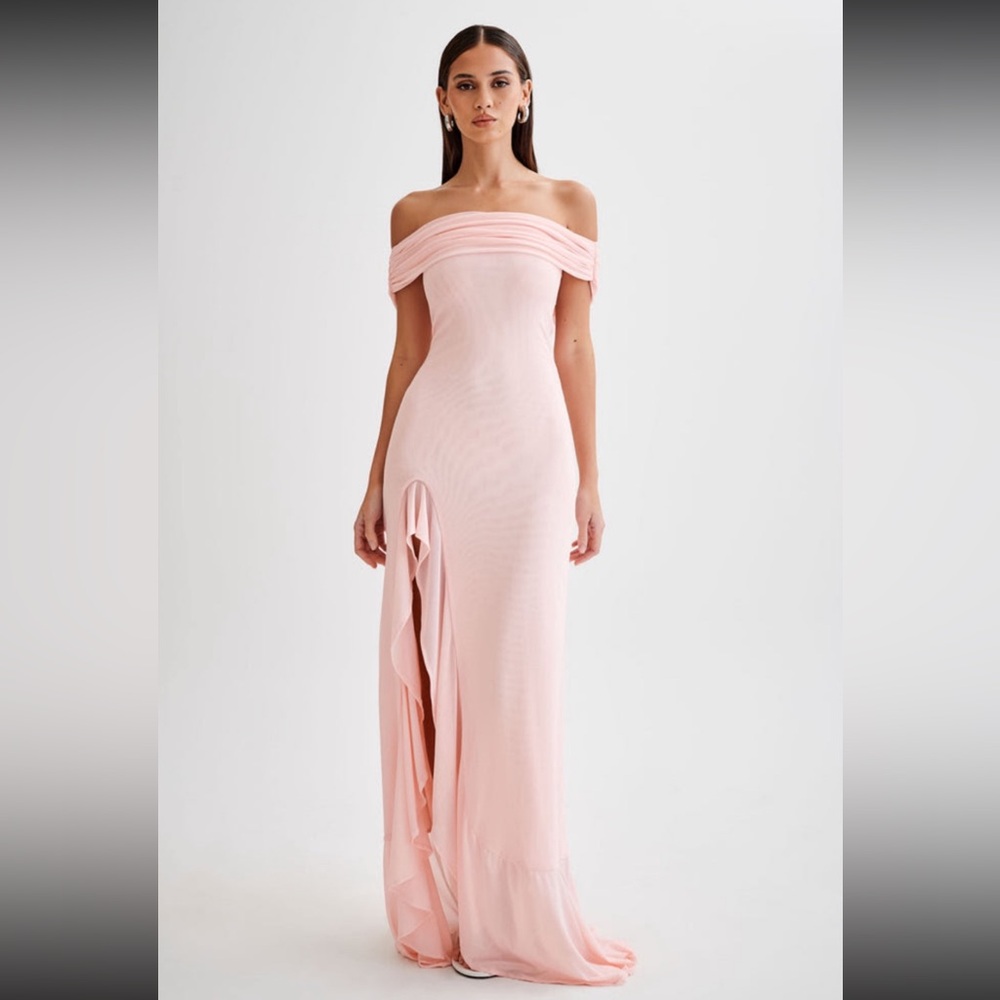 Meshki Audrey Off Shoulder Mesh Maxi Dress Size S